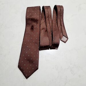 Christian Dior Designer Italian Silk Necktie Brown White Orchid Classic Tie NWOT